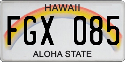 HI license plate FGX085