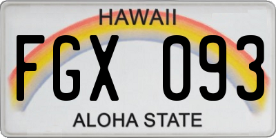 HI license plate FGX093