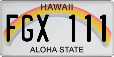 HI license plate FGX111