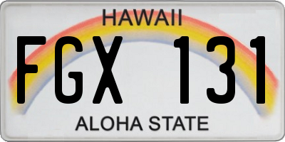 HI license plate FGX131