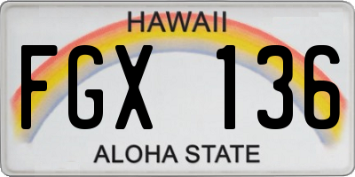 HI license plate FGX136