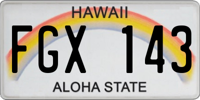 HI license plate FGX143