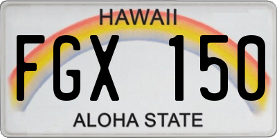 HI license plate FGX150
