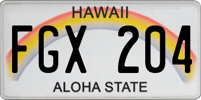 HI license plate FGX204