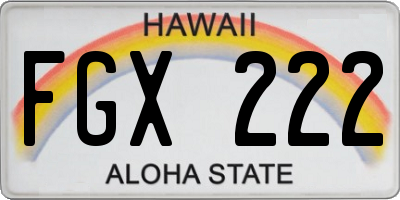 HI license plate FGX222