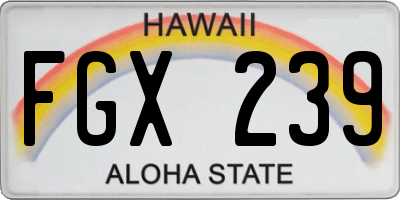 HI license plate FGX239