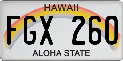 HI license plate FGX260