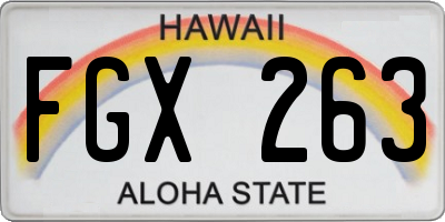 HI license plate FGX263