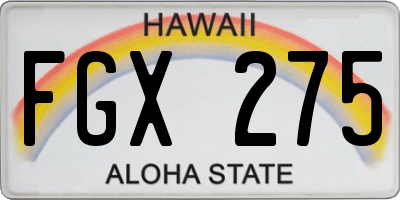 HI license plate FGX275