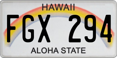 HI license plate FGX294