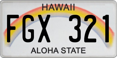 HI license plate FGX321