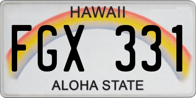 HI license plate FGX331