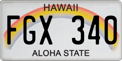 HI license plate FGX340