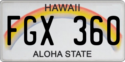 HI license plate FGX360