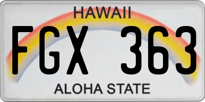 HI license plate FGX363