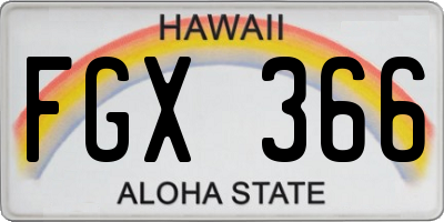 HI license plate FGX366