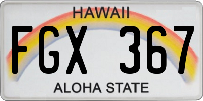 HI license plate FGX367