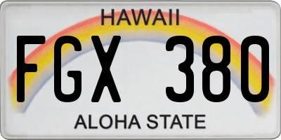 HI license plate FGX380