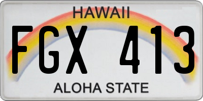 HI license plate FGX413
