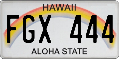 HI license plate FGX444