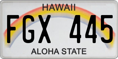 HI license plate FGX445