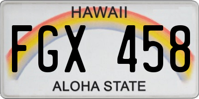 HI license plate FGX458