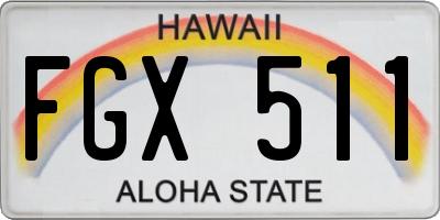 HI license plate FGX511