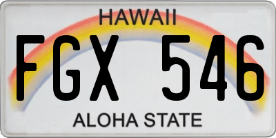 HI license plate FGX546