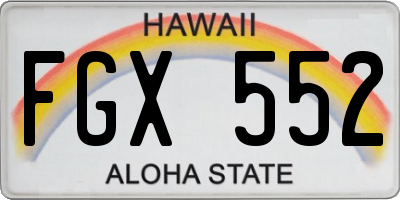 HI license plate FGX552