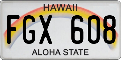 HI license plate FGX608