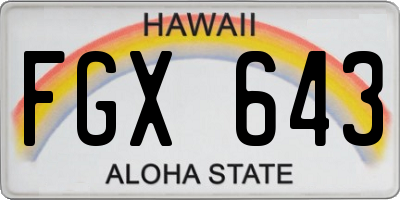 HI license plate FGX643