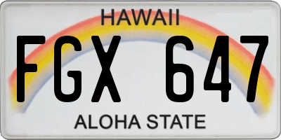 HI license plate FGX647