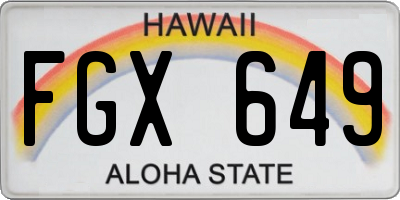 HI license plate FGX649