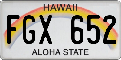 HI license plate FGX652