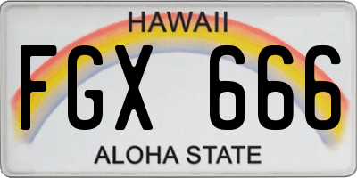 HI license plate FGX666