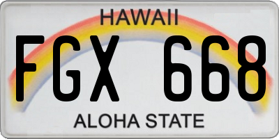 HI license plate FGX668