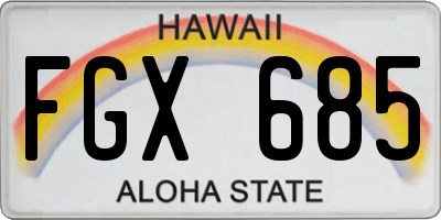HI license plate FGX685