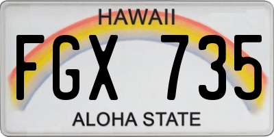 HI license plate FGX735