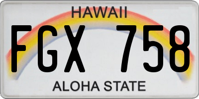 HI license plate FGX758