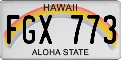 HI license plate FGX773