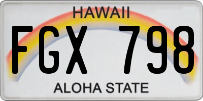 HI license plate FGX798