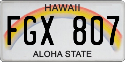 HI license plate FGX807