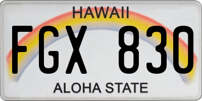 HI license plate FGX830