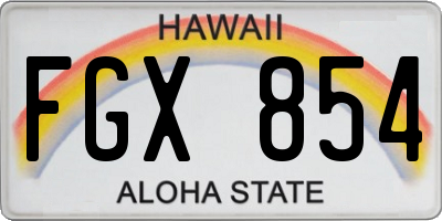 HI license plate FGX854