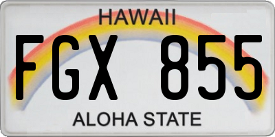 HI license plate FGX855