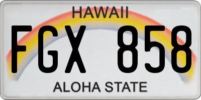 HI license plate FGX858