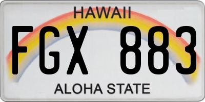 HI license plate FGX883