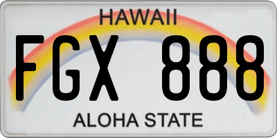 HI license plate FGX888