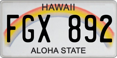 HI license plate FGX892