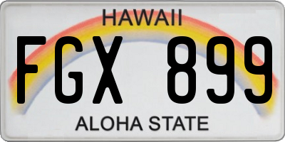 HI license plate FGX899